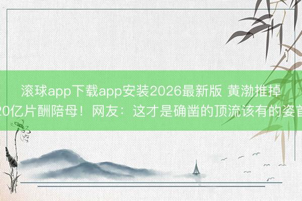 滚球app下载app安装2026最新版 黄渤推掉20亿片酬陪母！网友：这才是确凿的顶流该有的姿首