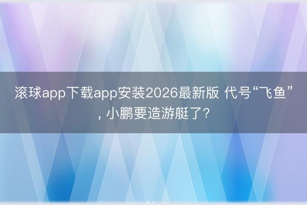 滚球app下载app安装2026最新版 代号“飞鱼”， 小鹏要造游艇了?