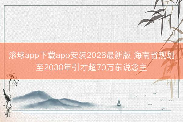 滚球app下载app安装2026最新版 海南省规划至2030年引才超70万东说念主