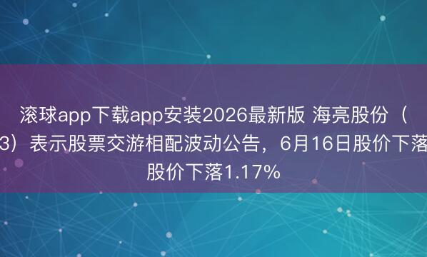 滚球app下载app安装2026最新版 海亮股份（002203）表示股票交游相配波动公告，6月16日股价下落1.17%