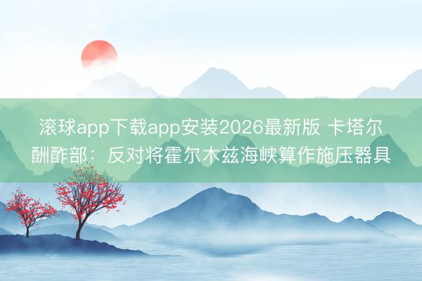 滚球app下载app安装2026最新版 卡塔尔酬酢部：反对将霍尔木兹海峡算作施压器具